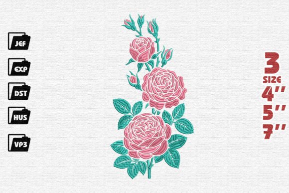Pink Rose Spray Embroidery Review