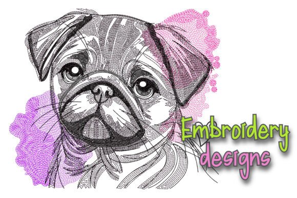 Sketch Pug Dog Embroidery Designs Review