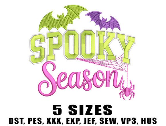 Spooky Season Neon Embroidery Design
